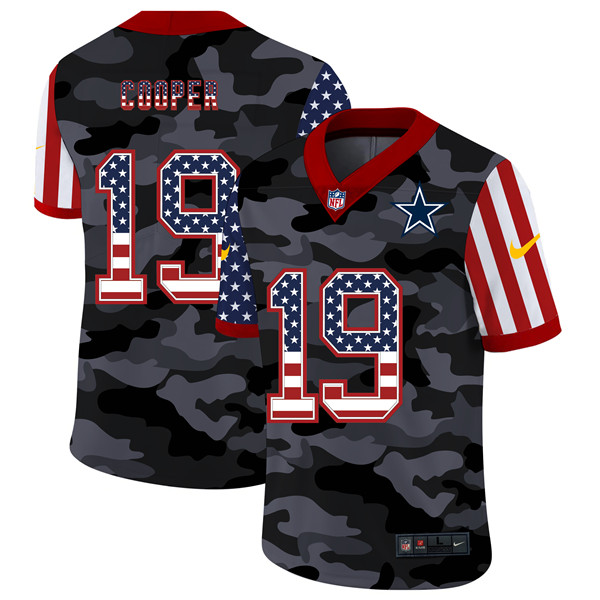 Men's Dallas Cowboys #19 Amari Cooper 2020 Camo USA Flag Limited Stitched Jersey